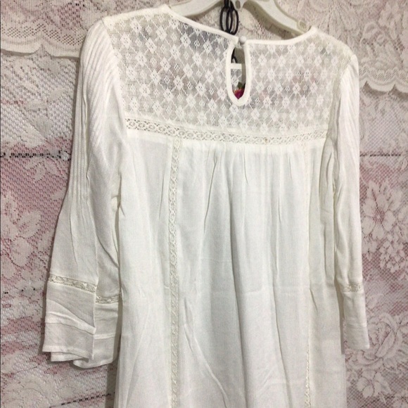 NWT SUGARLIPS Bohemian Flowing Embroidered Lacy Off White Dress Size XS - Picture 12 of 16